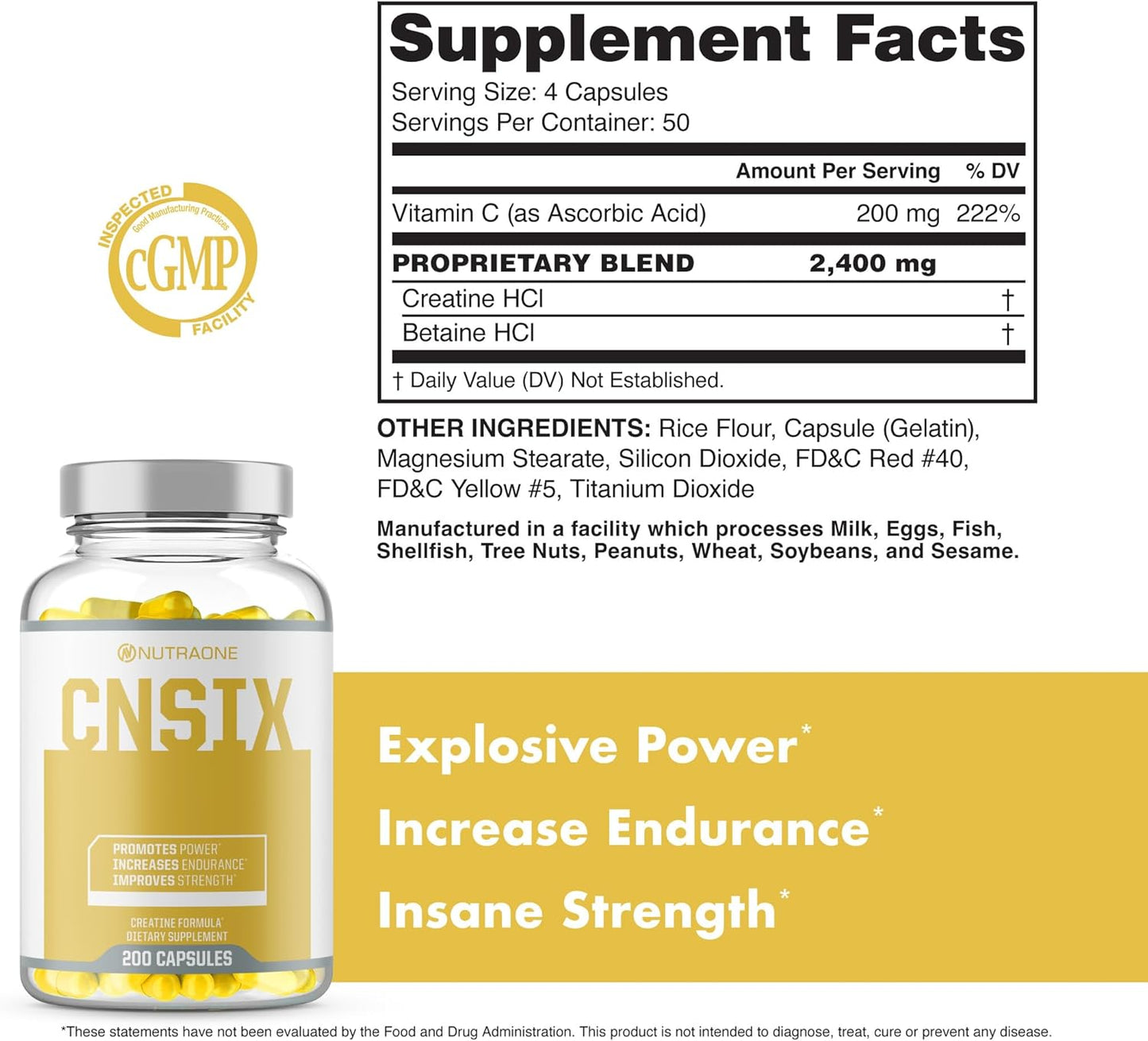Bottle of CNSix by NutraOne, supplement facts