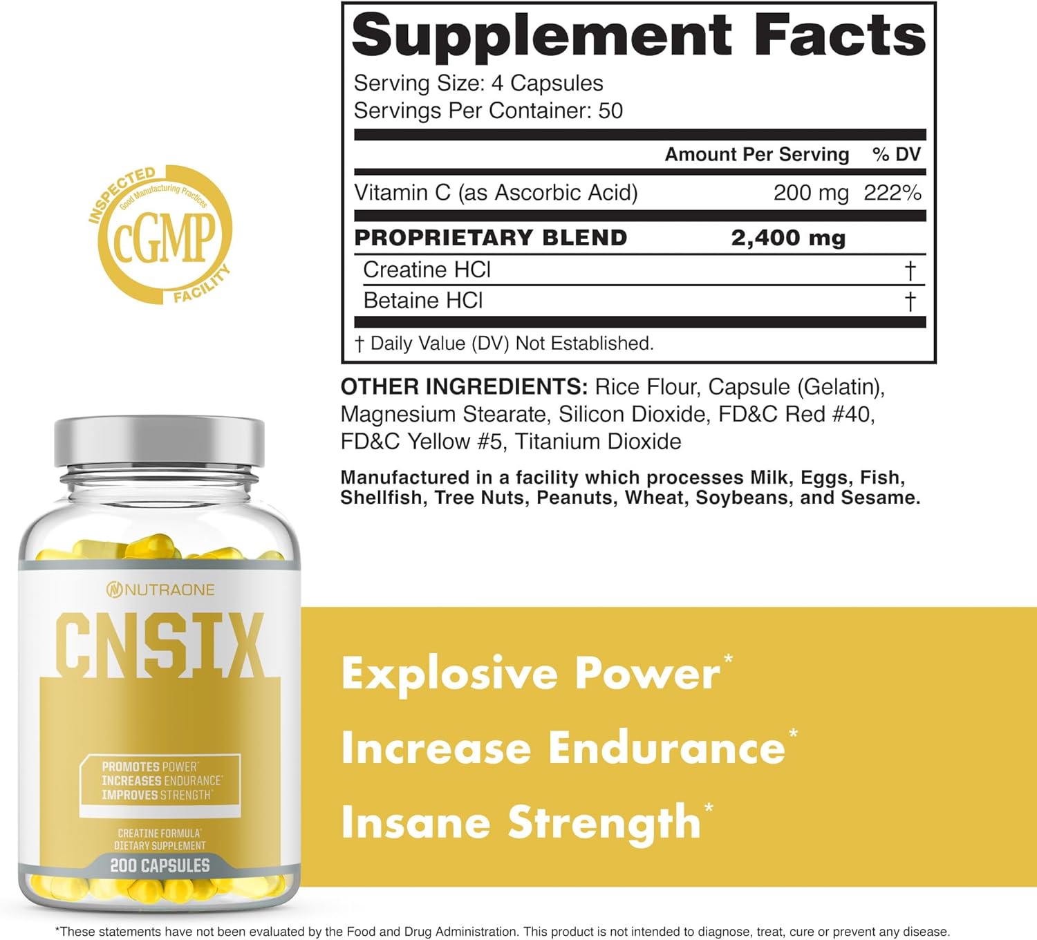 Bottle of CNSix by NutraOne, supplement facts
