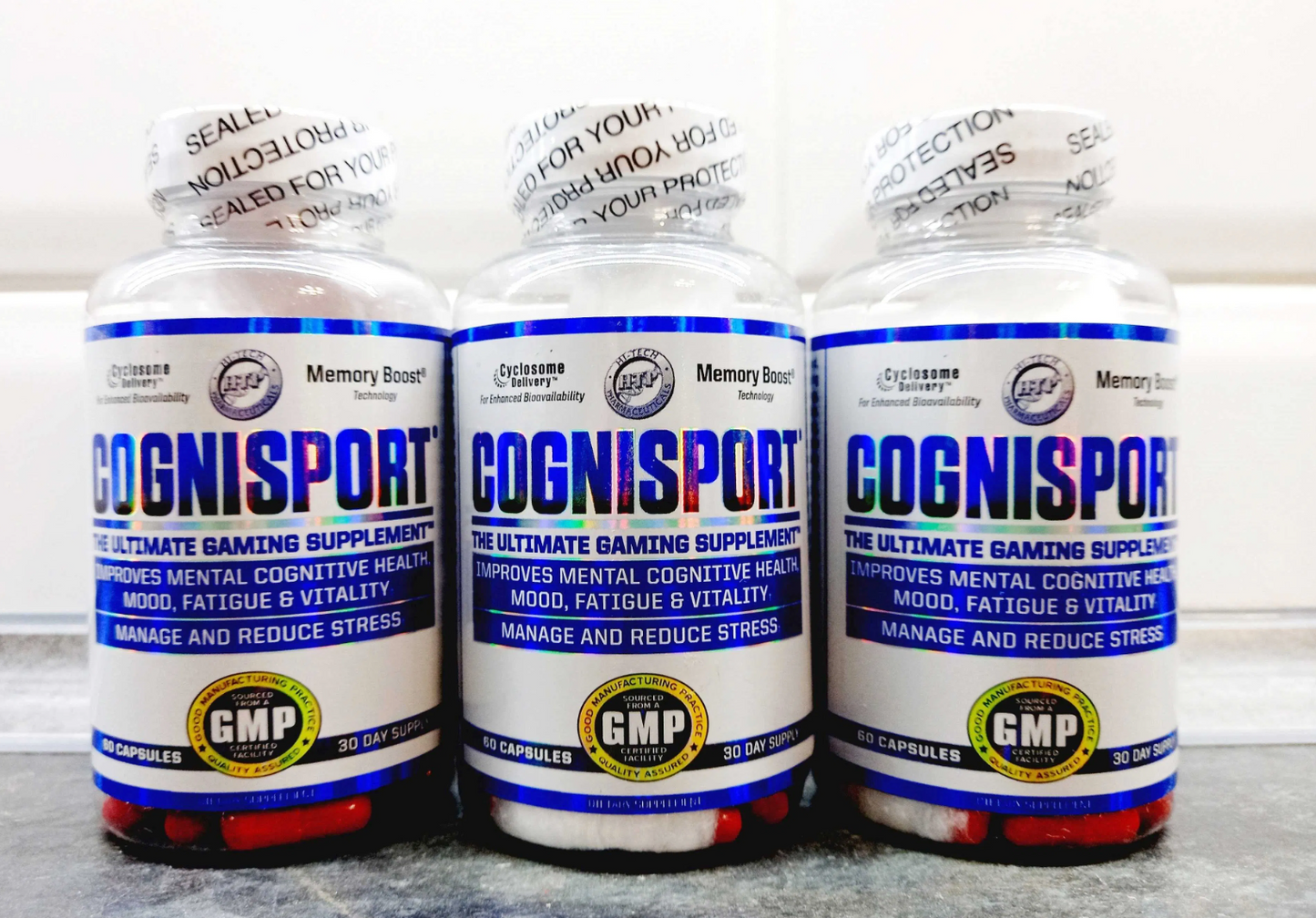 Bottle of Cognisport by Hi-Tech Pharmaceuticals, a supplement for enhanced focus, energy, and brain health