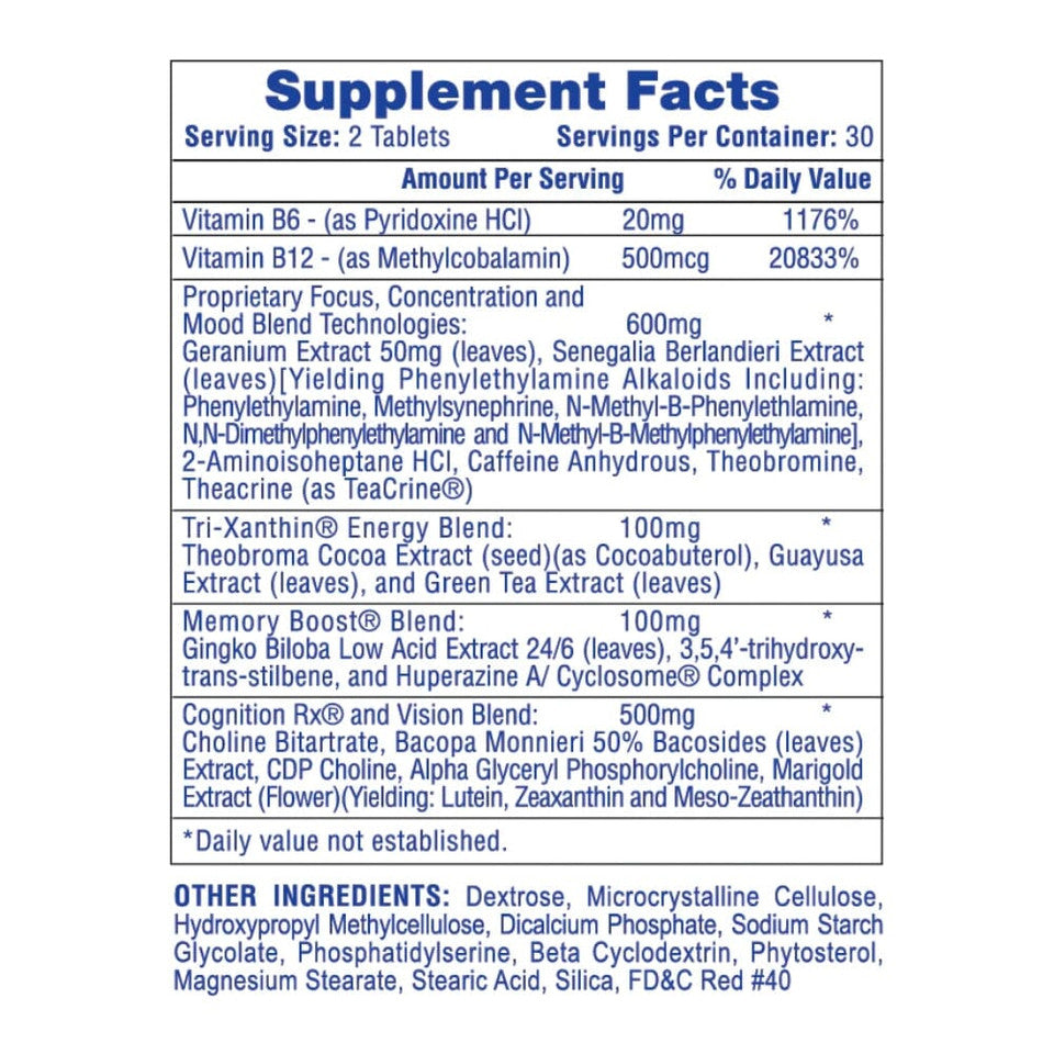 Cognisport Nootropic by Hi-Tech Supplement Facts