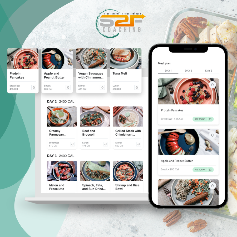 s2f coaching trainerize meal app on phone