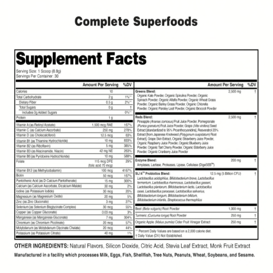 Complete Superfoods Powder- NutraOne Essential by Defyned Brands