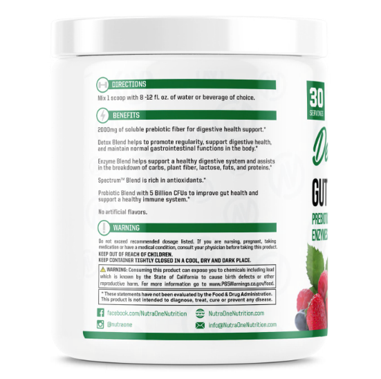 DetoxOne Daily Gut Health Powder- NutraOne Essential  by  Defyned Brands