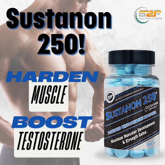 Sustanon 250 by Hi-Tech Pharmaceuticals for muscle growth, strength, testosterone support, and enhanced absorption.