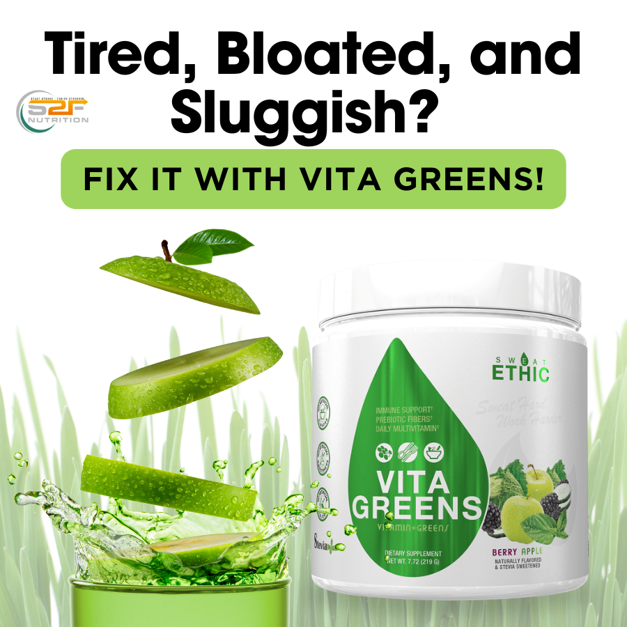 Sweat Ethic Vita Greens for daily energy, gut health, immune support, and clean antioxidant nutrition with refreshing flavor.