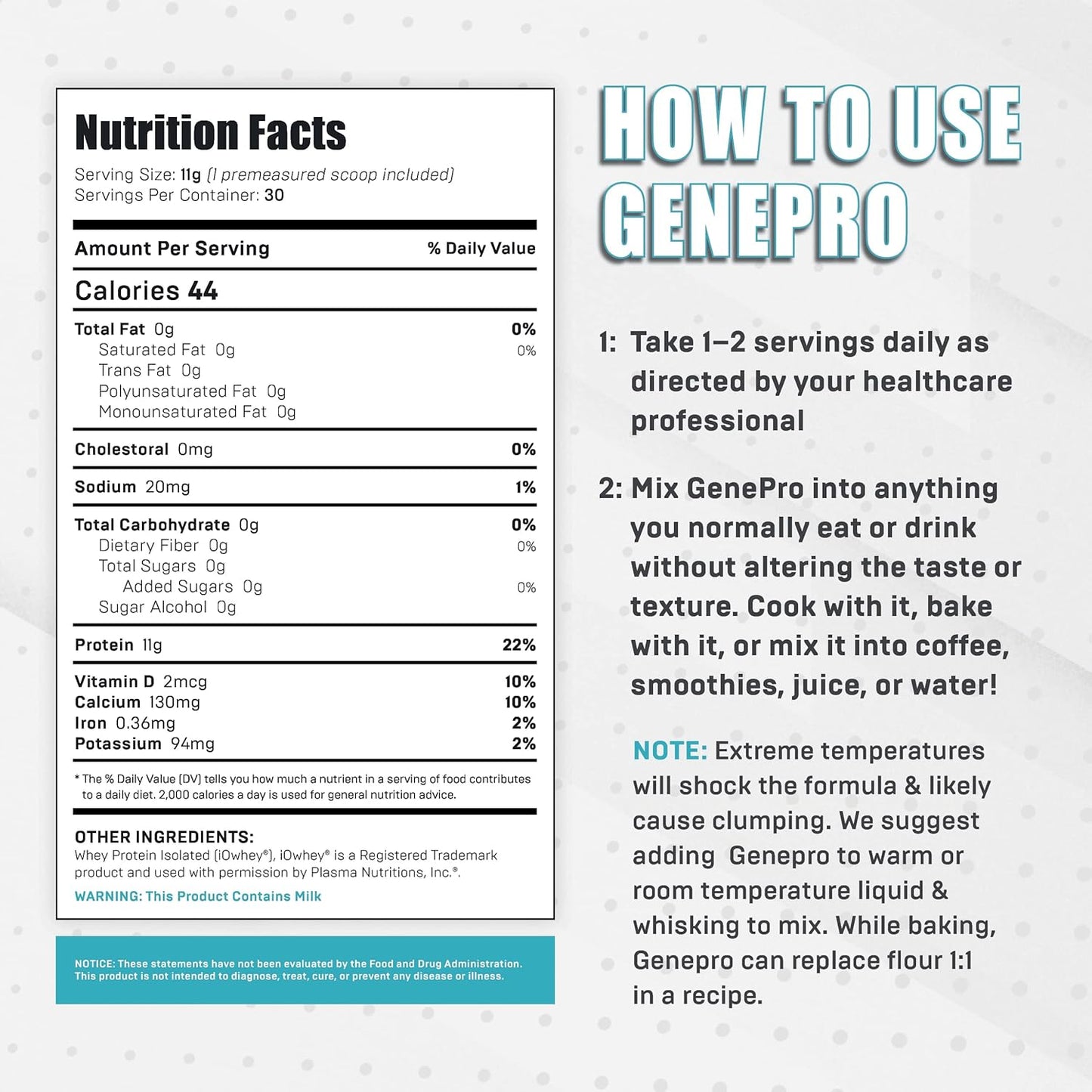 GENEPRO Next Generation Unflavored Protein Powder- How to Use
