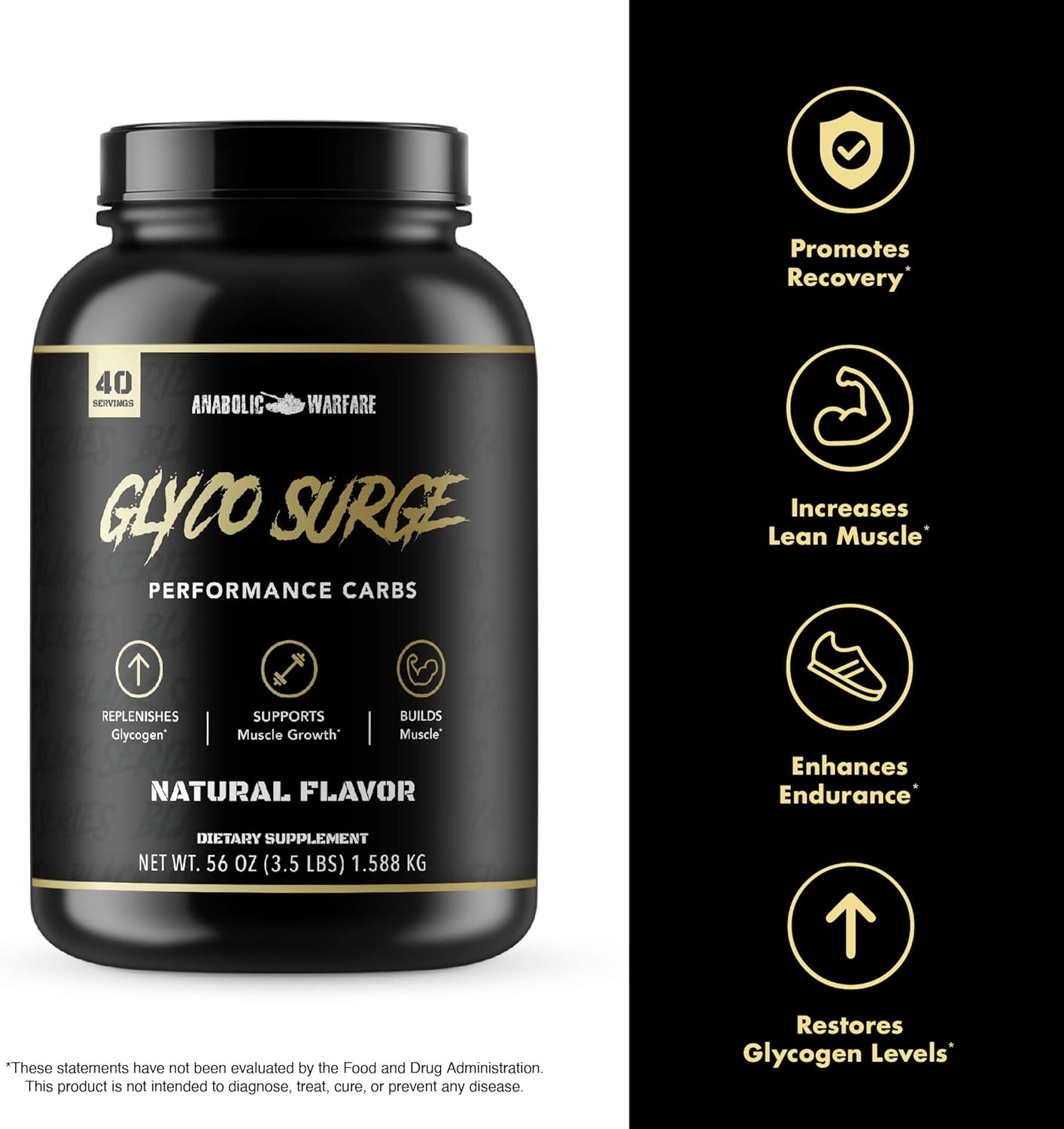 Glyco Surge by Anabolic Warfare promotes recovery, lean muscle, endurance, restores glycogen