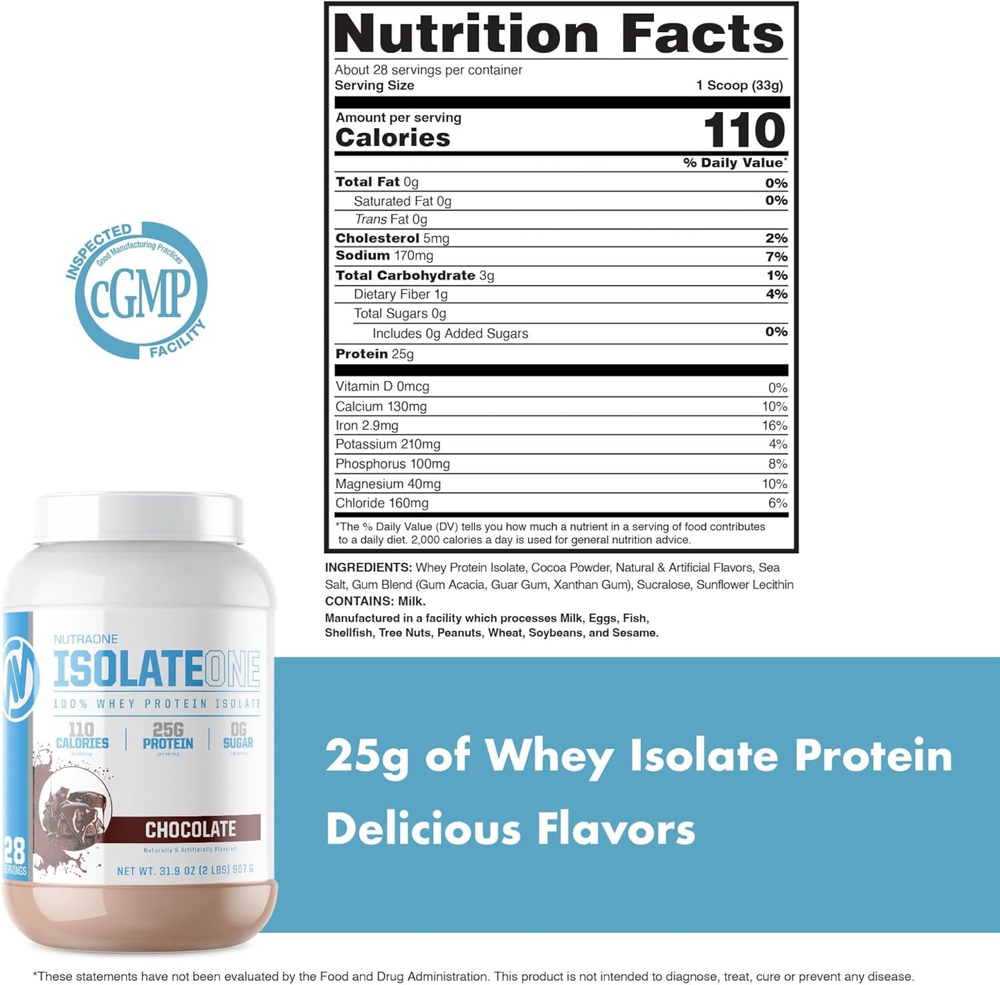 IsolateOne Protein by NutraOne – Supplement Facts