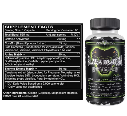 Black Mamba Hyperrush by Innovative Labs, supplement facts