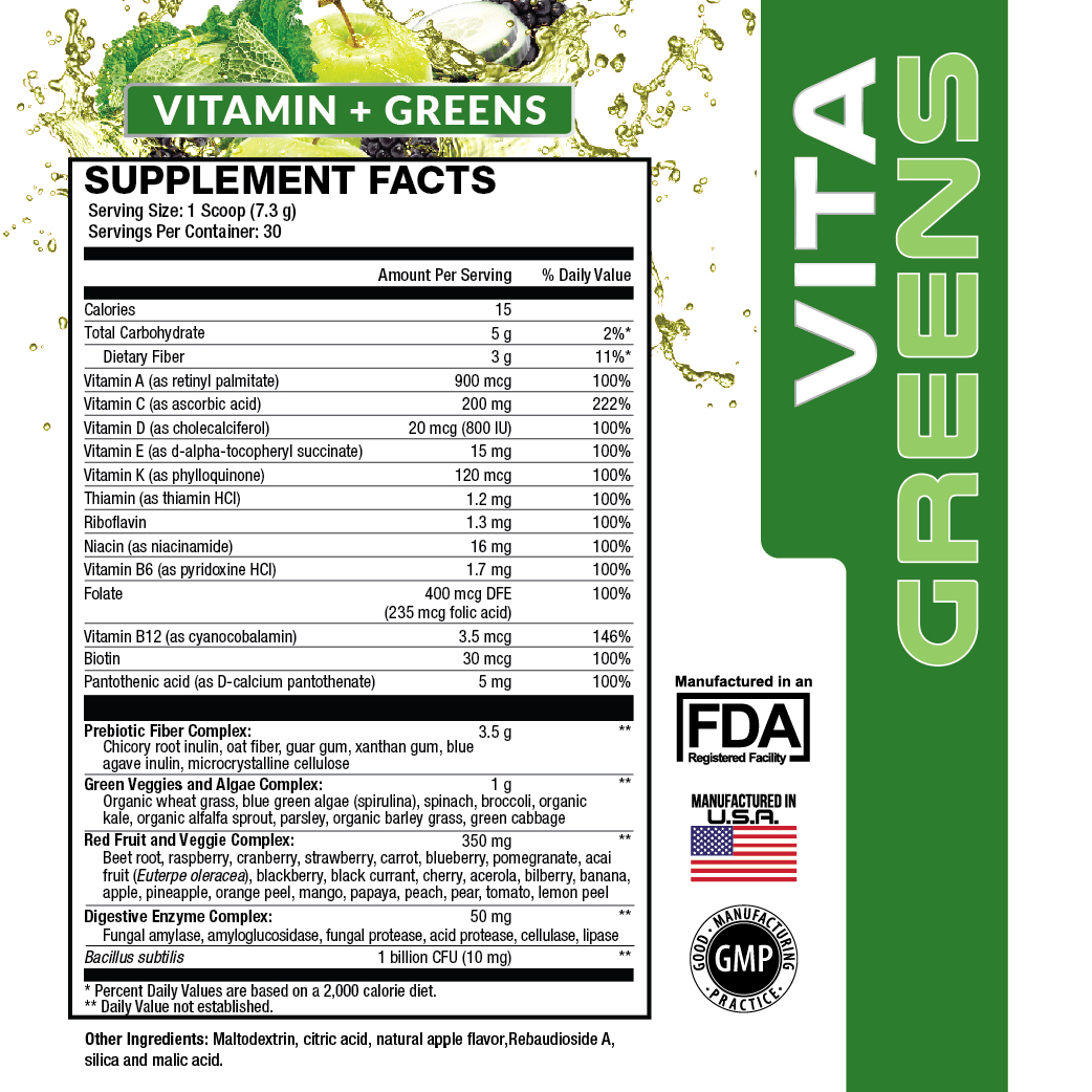 Sweat Ethic Vita Greens supplement facts