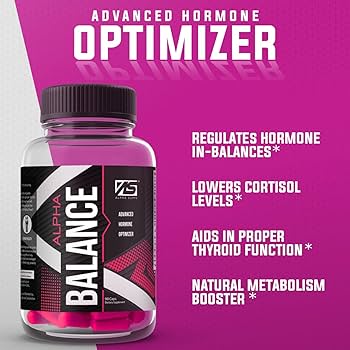 Alpha Supps Balance Advanced Hormone Optimizer. Regulates hormones, lowers cortisol, aids in proper thyroid function, natural metabolism booster