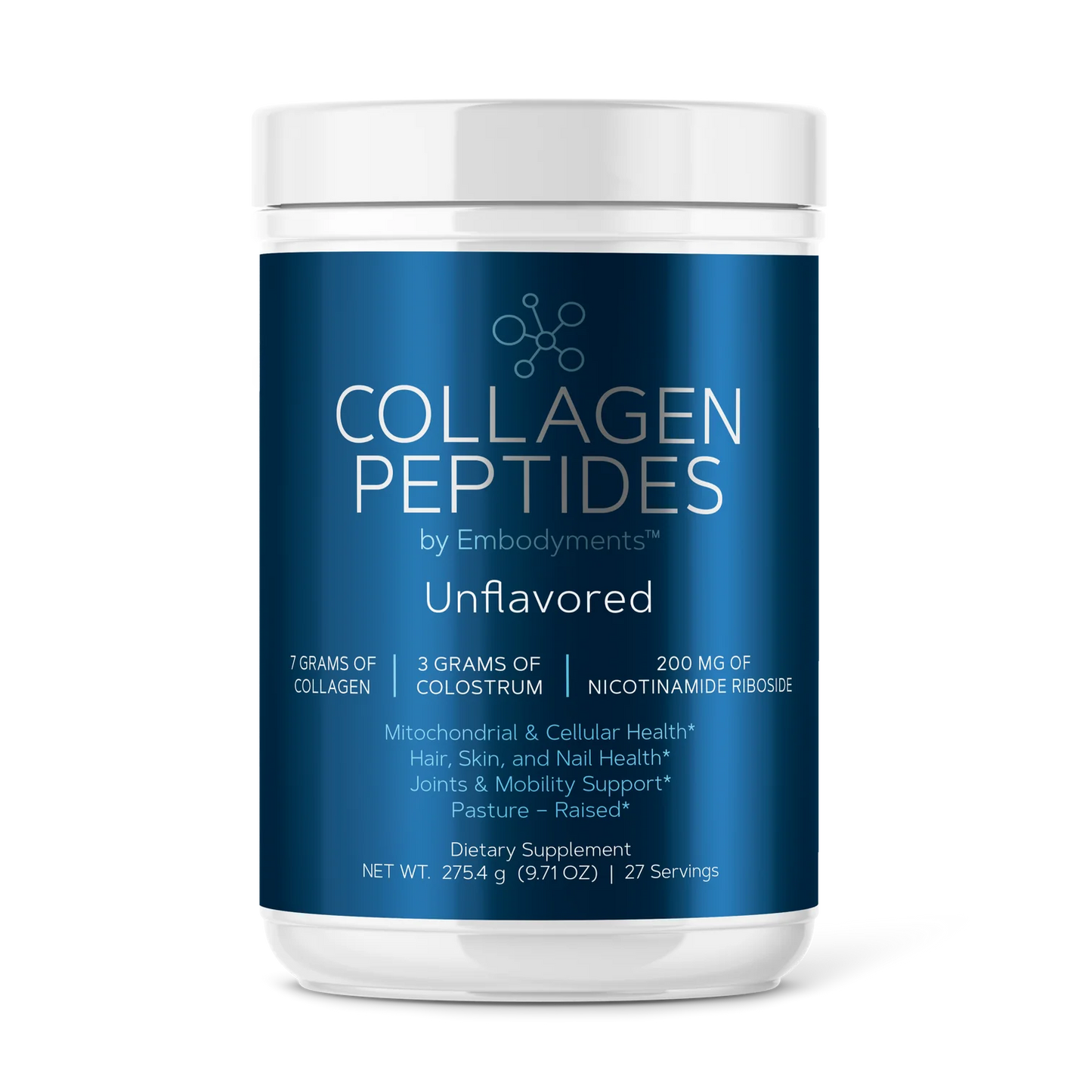 Collagen peptides complete nutrition unflavored bottle