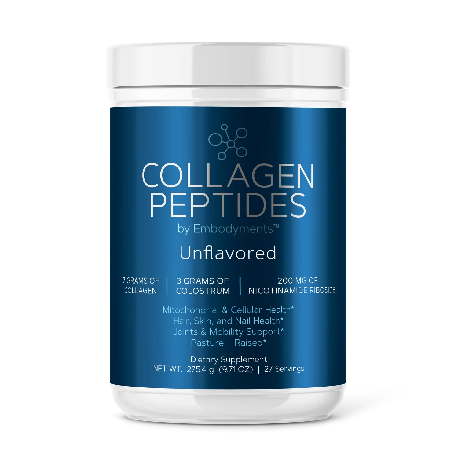 Collagen peptides complete nutrition unflavored bottle
