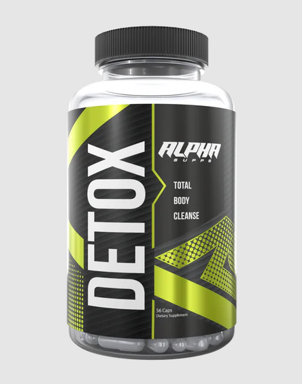 Alpha Supps Detox bottle—14-day full-body cleanse supplement.