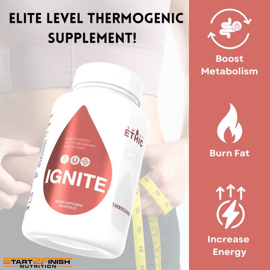 Bottle of Ignite Thermogenic Supplement by Sweat Ethic- Boost metabolism, burn fat, increase energy