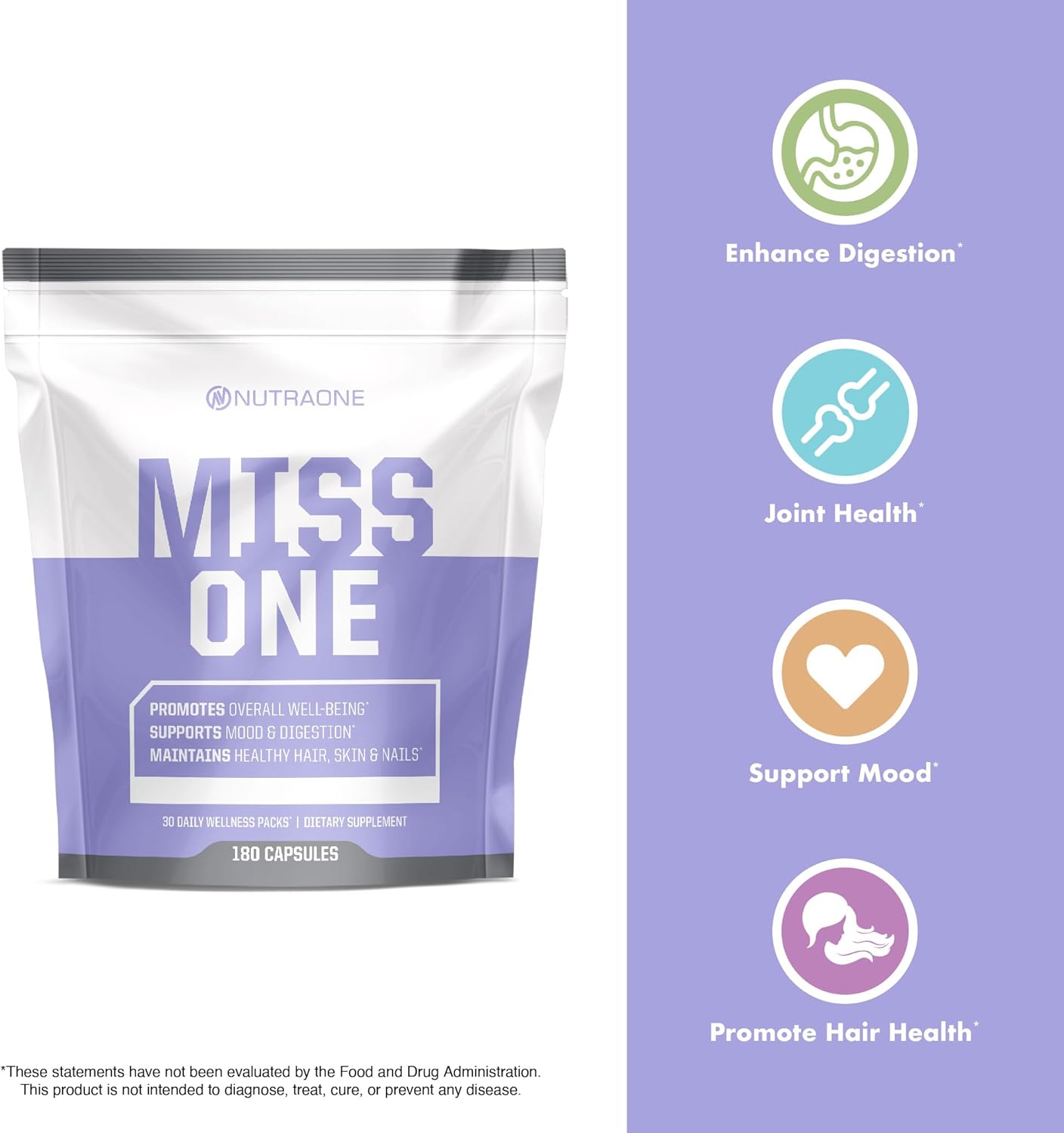 MissOne by NutraOne – Women’s daily vitamin benefits, enhance digestion, joint health, support mood, health hair, skin, and nails. 