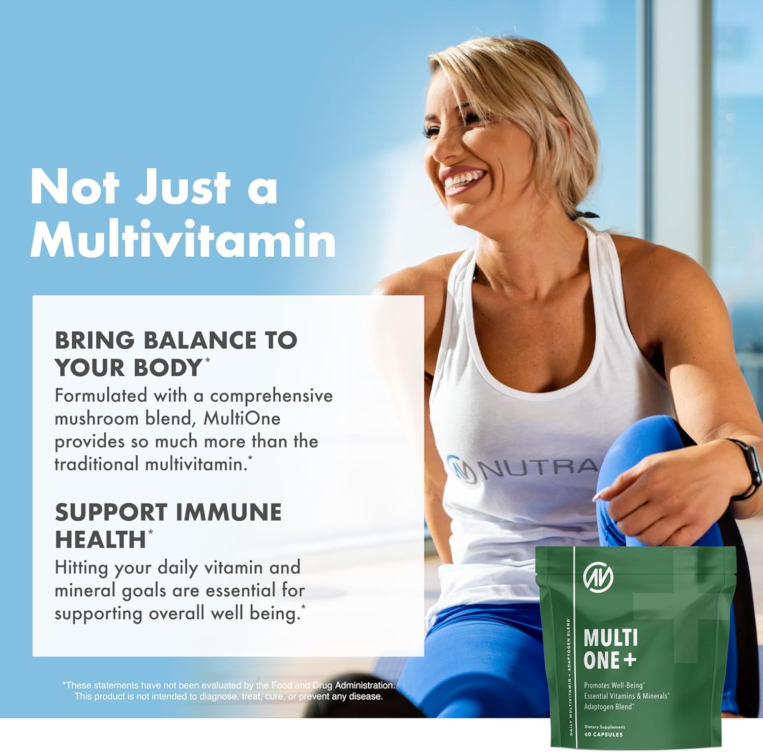 MultiOne+ by NutraOne, a premium multivitamin for daily health and wellness.