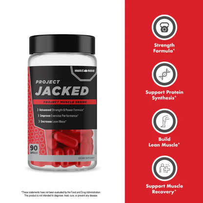 Anabolic Warfare Project Jacked supplement bottle, designed to support strength, power, and lean muscle growth.