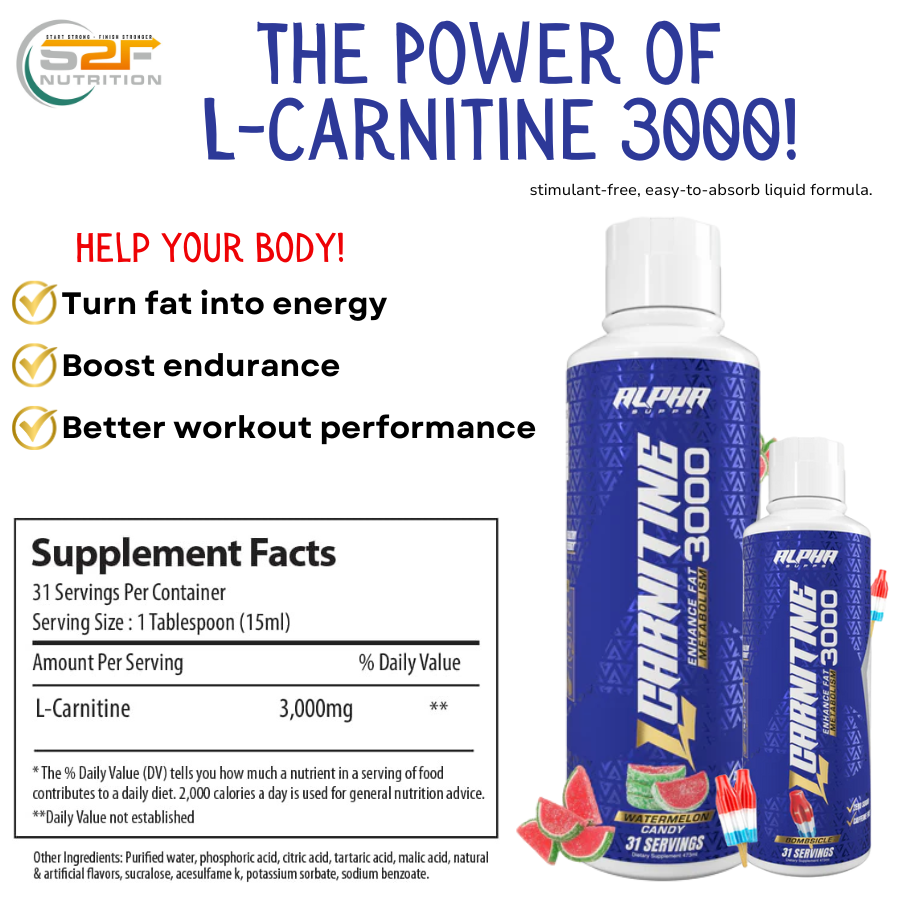 L-Carnitine 3000 by AlphaSupps - Turn fat into energy, boost endurance, workout performance.