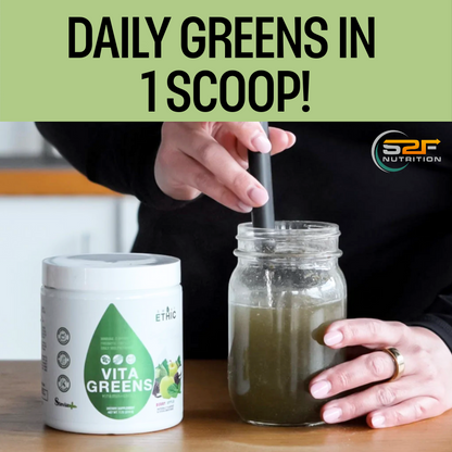 Sweat Ethic Vita Greens for daily energy, gut health, immune support, and clean antioxidant nutrition with refreshing flavor.