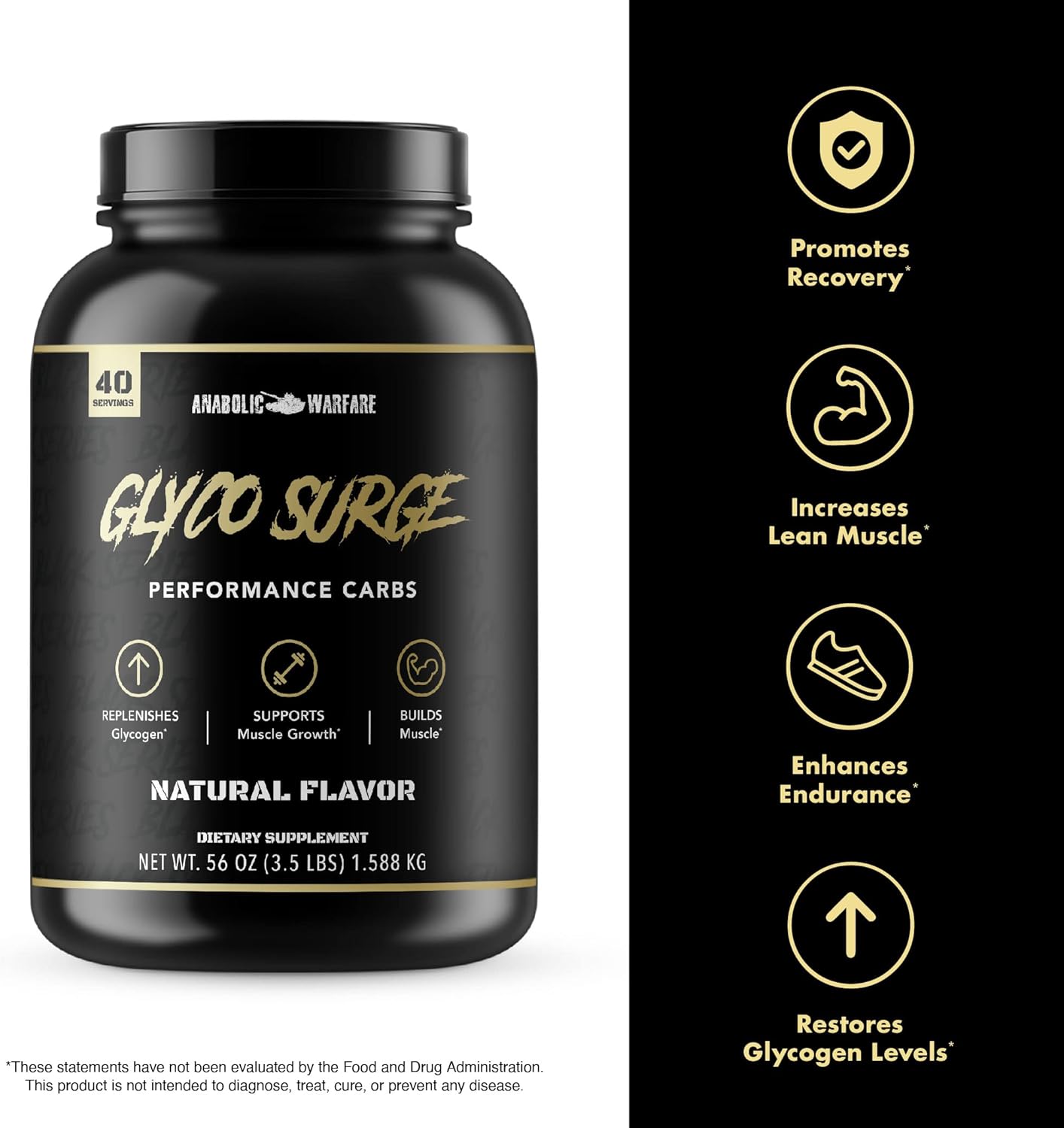 Glyco Surge by Anabolic Warfare  promotes recovery, lean muscle, endurance, restores glycogen