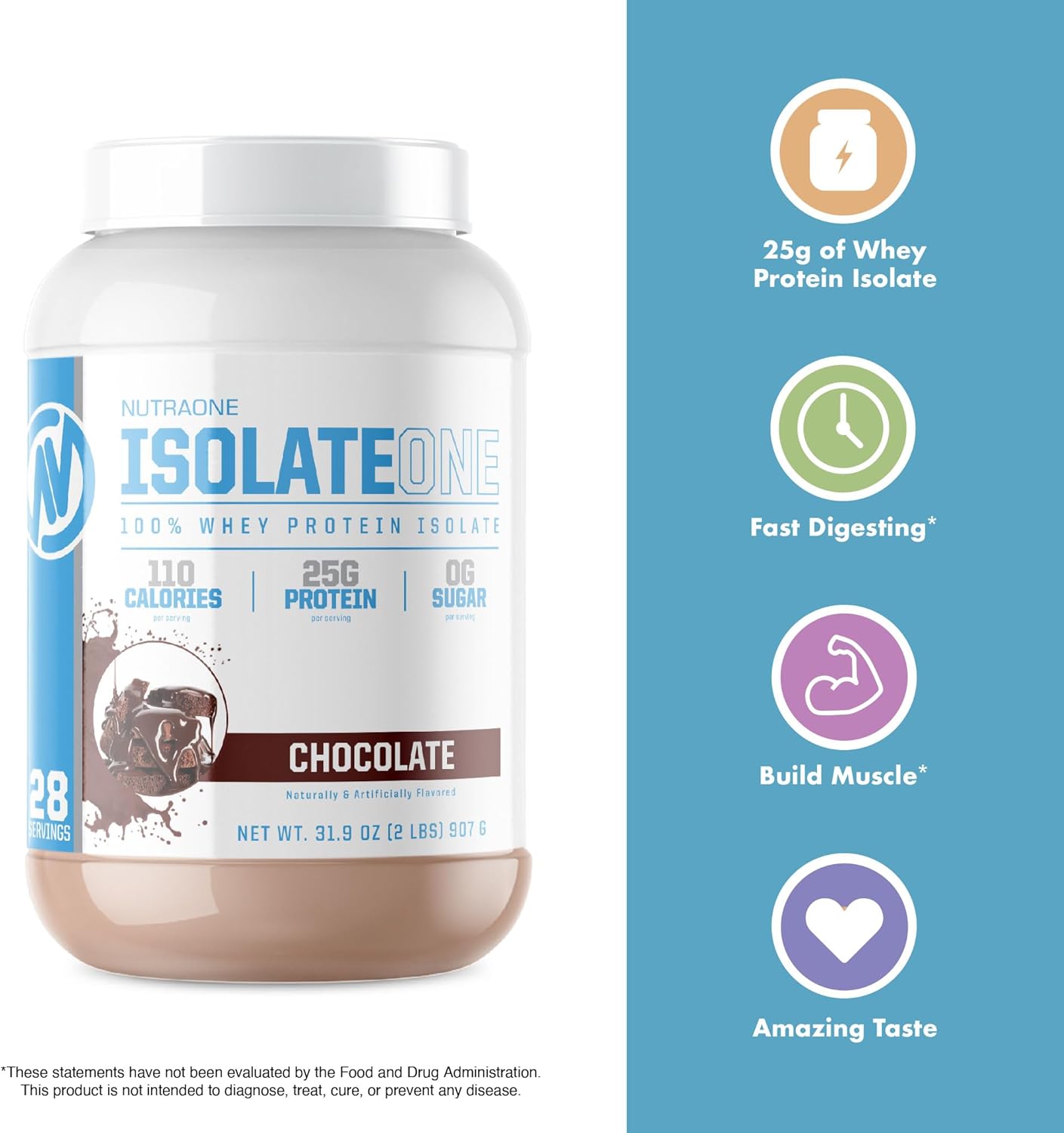 IsolateOne Protein by NutraOne – Premium Whey Isolate for Lean Muscle Growth, Fast Recovery, and Easy Digestion