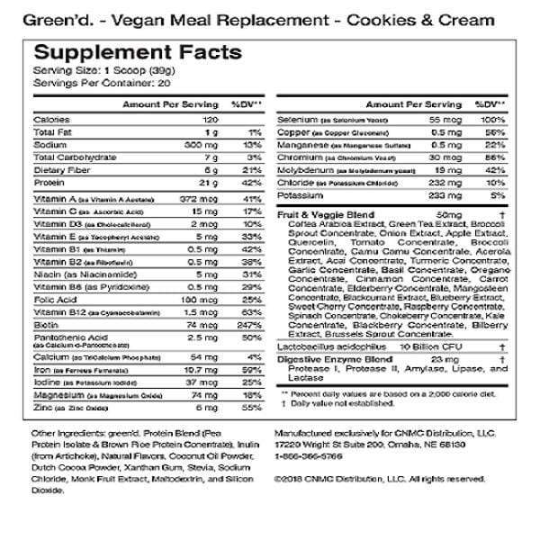 Green’d Meal Replacement Meal Replacement  by  Joint Pure Supplement Facts